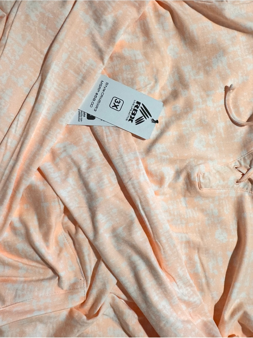 RBX Peach and White Tie-Dye Top